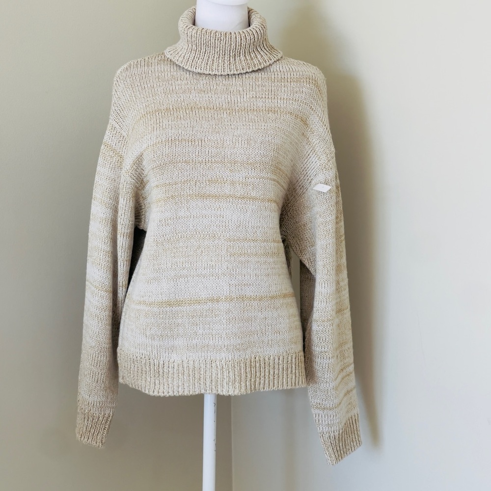 JOE'S JEANS Gold and Cream Knit Turtleneck Long Sleeve Sweater Size Large NWOT - Picture 3 of 7